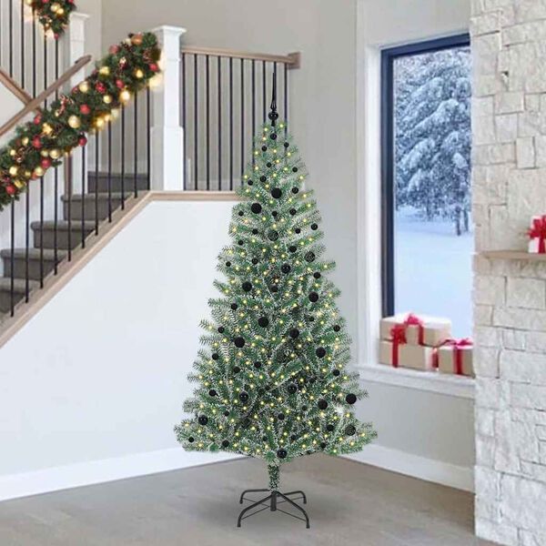 vidaXL Arbre de No&euml;l artificiel floconn&eacute; de neige avec lumi&egrave;re LED
