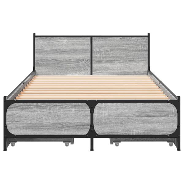 vidaXL Cadre de lit avec tiroirs sans matelas sonoma gris 100x200 cm