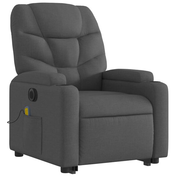 vidaXL Fauteuil inclinable de massage &eacute;lectrique Gris fonc&eacute; Tissu