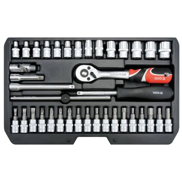 YATO Kit d'outils de 38 pi&egrave;ces en m&eacute;tal Noir YT-14471