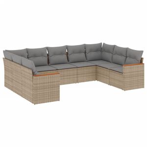 vidaXL Salon de jardin avec coussins 9 pcs beige r&eacute;sine tress&eacute;e