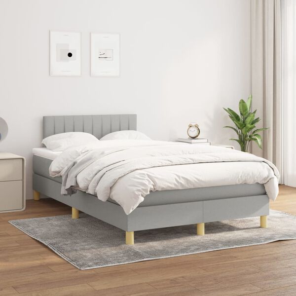 vidaXL Sommier &agrave; lattes de lit avec matelas Gris clair 120x200cm Tissu