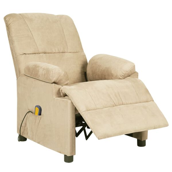 vidaXL Fauteuil de massage Crème Similicuir daim