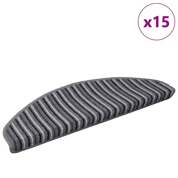 vidaXL Tapis d'escalier auto-adh&eacute;sifs 15 pcs Gris 65 x 21 x 4 cm
