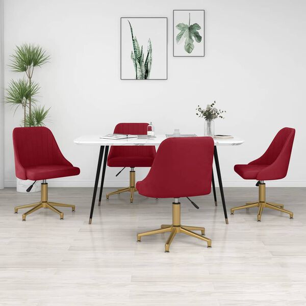 vidaXL Chaises &agrave; manger pivotantes lot de 4 rouge bordeaux velours