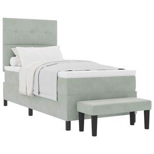 vidaXL Lit &agrave; ressorts avec t&ecirc;te de lit Gris clair 200 x 80 cm Velours