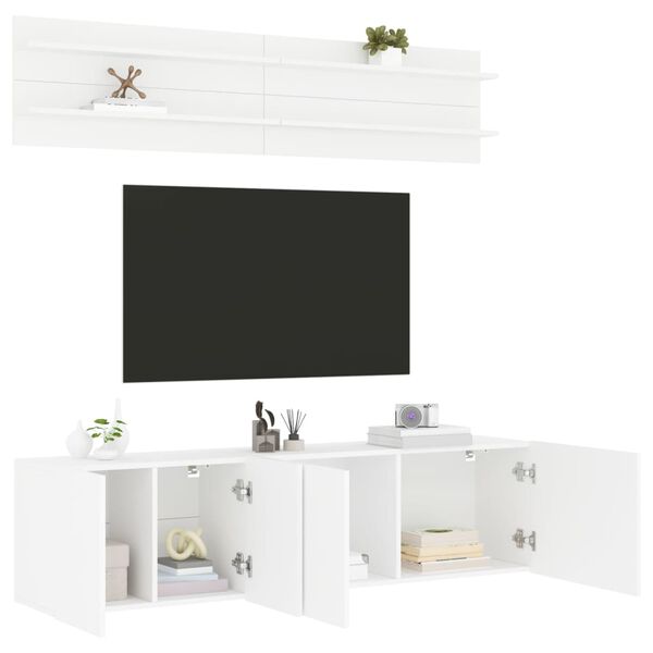 vidaXL Unités murales TV 6 pcs blanc bois d'ingénierie
