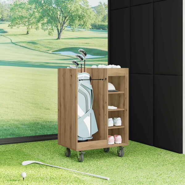 vidaXL Armoire de Golf avec roue Uni Ch&ecirc;ne artisanal 65 x 45 x 98 cm