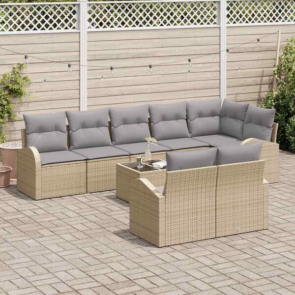 vidaXL Ensemble de canap&eacute; de jardin 9 pcs Beige et gris clair
