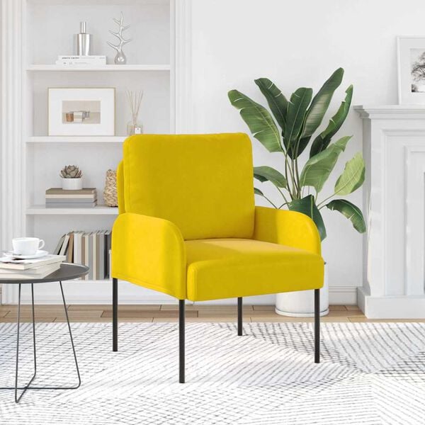 vidaXL Canap&eacute;s avec coussin 55cm Jaune Contreplaqu&eacute;