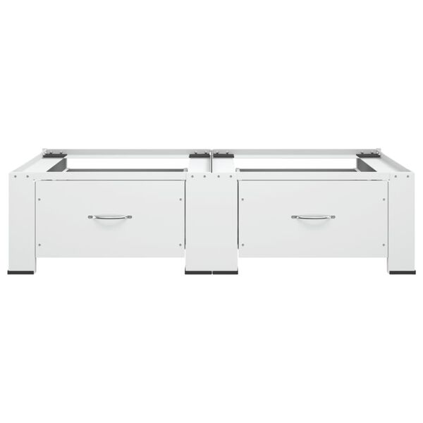 vidaXL Socle double pour lave-linge et s&egrave;che-linge avec tiroirs Blanc