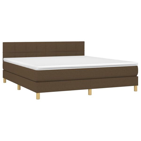 vidaXL Sommier &agrave; lattes de lit matelas et LED Marron fonc&eacute; 180x200cm