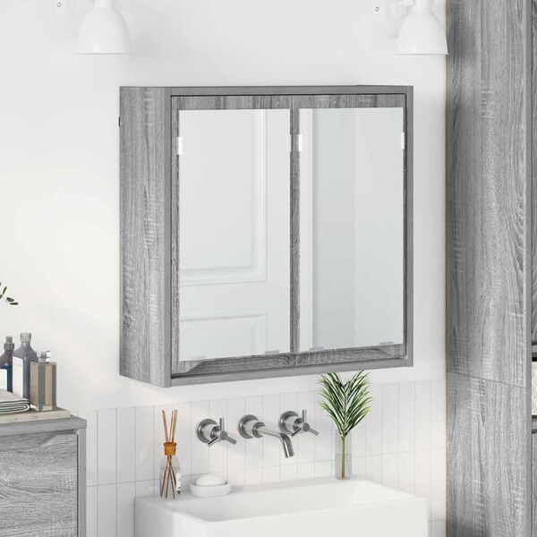 vidaXL Armoire Miroir de Salle de Bain Gris Sonoma 60 x 20 x 60 cm