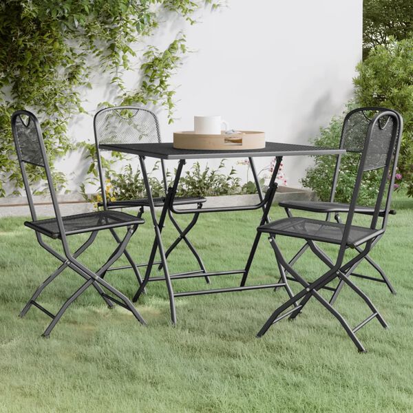 vidaXL Ensemble &agrave; manger de jardin 5 pcs Maille M&eacute;tal Anthracite