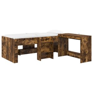 vidaXL Lit haut pour enfants avec bureau 2 pc Ch&ecirc;ne fum&eacute;