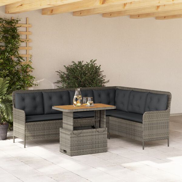 vidaXL Salon de jardin 2 pcs avec coussins Gris R&eacute;sine tress&eacute;e