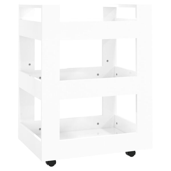 vidaXL Chariot de cuisine Blanc brillant 60x45x80 cm Bois d'ing&eacute;nierie