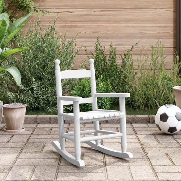 vidaXL Chaise à bascule enfants blanc bois de peuplier massif