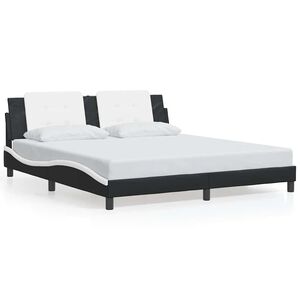 vidaXL Cadre de lit sans matelas Zadar noir et blanc 180x200 cm similicuir