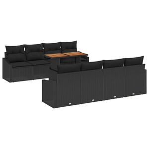 vidaXL Ensemble de canap&eacute; de jardin 9 pc Noir et Marron