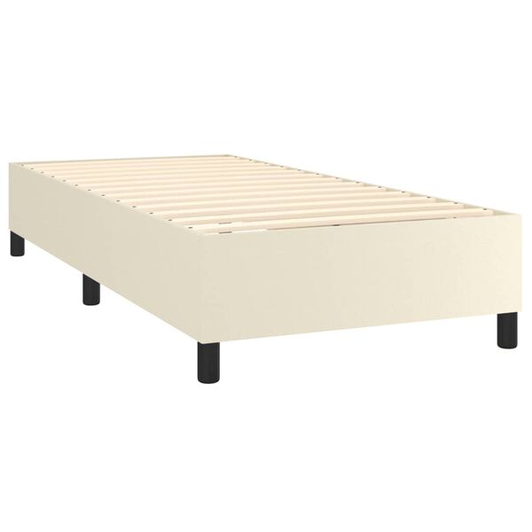 vidaXL Sommier &agrave; lattes de lit avec matelas Cr&egrave;me 90x190 cm Similicuir