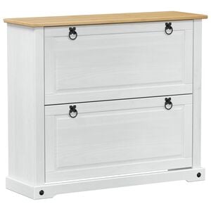 vidaXL Cabinet &agrave; chaussures Corona Blanc 99 x 32 x 85 cm Pin massif