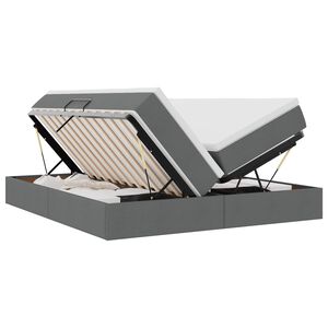 vidaXL Lit avec rangement et matelas Gris fonc&eacute; 180 x 200 cm Polyester