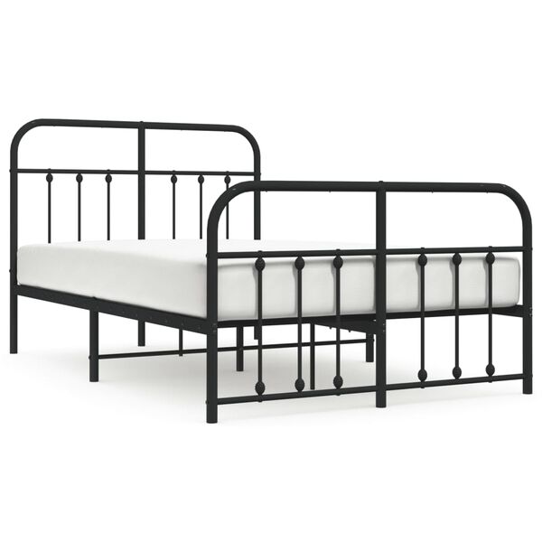 vidaXL Cadre de lit métal sans matelas avec pied de lit noir 120x190cm