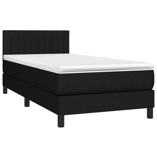 vidaXL Sommier &agrave; lattes de lit avec matelas Noir 90x200 cm Tissu