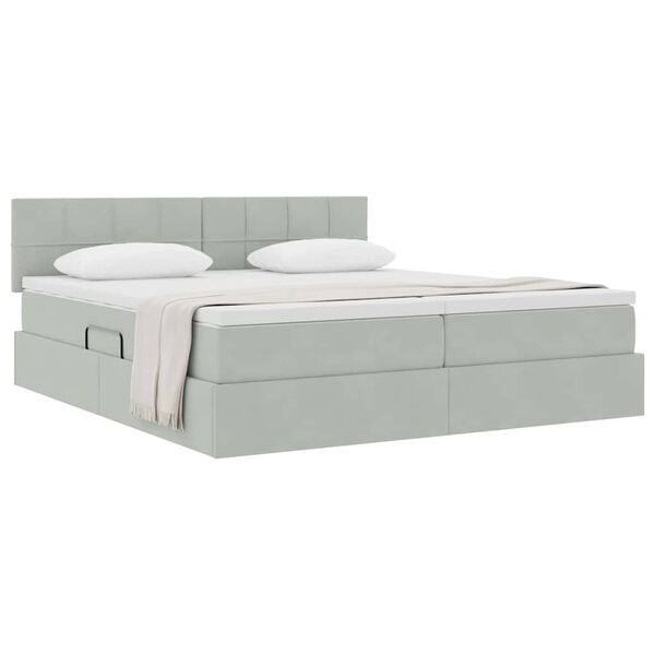 vidaXL Lit de Rangement avec matelas Gris clair 90 x 200 cm
