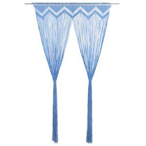 vidaXL Rideau en macram&eacute; Bleu 140x240 cm Coton