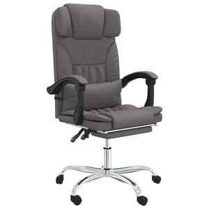 vidaXL Fauteuil de massage inclinable de bureau gris similicuir
