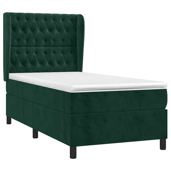 vidaXL Sommier &agrave; lattes de lit avec matelas Vert fonc&eacute; 100x200 cm