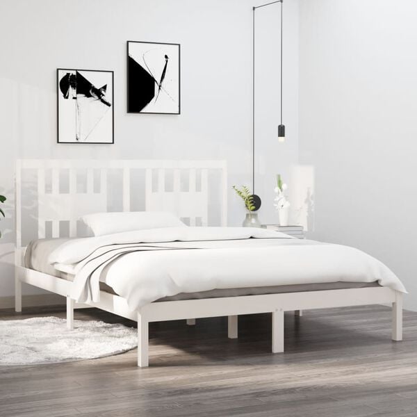 vidaXL Cadre de lit sans matelas blanc bois massif 140x200 cm