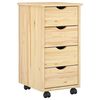 vidaXL Cabinet roulant Marron 65,5 x 34 x 39 cm Bois de Pin Massif