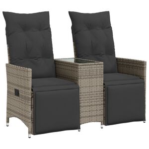 vidaXL Canap&eacute; de jardin inclinable 2 places avec table gris poly rotin