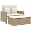 vidaXL Canap&eacute; de jardin 2 places coussins beige r&eacute;sine tress&eacute;e&acacia