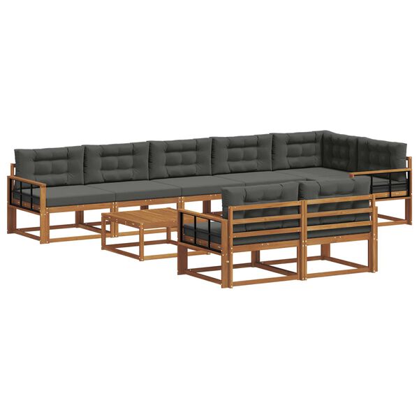 vidaXL Ensemble de canap&eacute;s d'ext&eacute;rieur 9 pcs Naturel et Anthracite