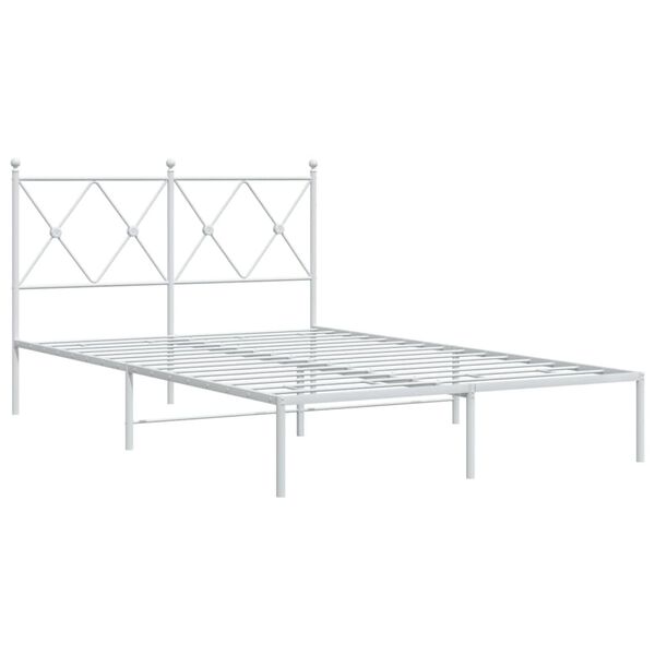 vidaXL Cadre de lit m&eacute;tal sans matelas et t&ecirc;te de lit blanc 120x200 cm