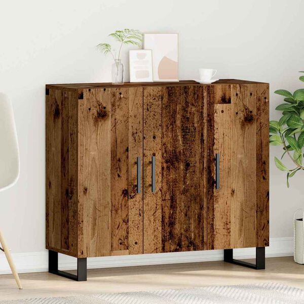 vidaXL Buffet Bois ancien 90 x 34 x 80 cm Bois d'ing&eacute;nierie