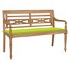 vidaXL Banc Batavia avec coussin vert vif 150 cm Bois de teck massif