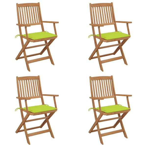 vidaXL Chaises pliables de jardin lot de 4 avec coussins Bois d'acacia