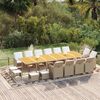 vidaXL Ensemble &agrave; manger de jardin coussins 17pcs R&eacute;sine tress&eacute;e Beige