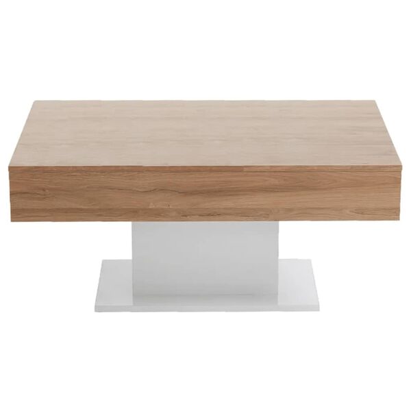 FMD Table basse ch&ecirc;ne antique et blanc