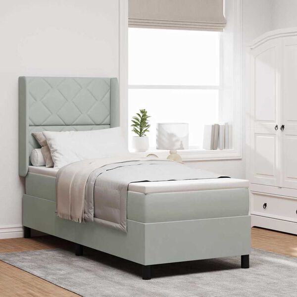 vidaXL Lit &agrave; Ressorts avec Matelas LED Gris clair 80 x 200 cm Velours