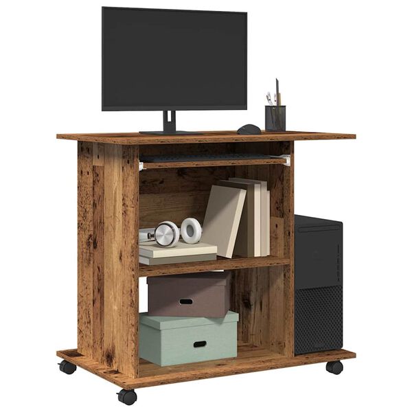 vidaXL Bureau d'ordinateur vieux bois 80x50x75 cm bois d'ingénierie