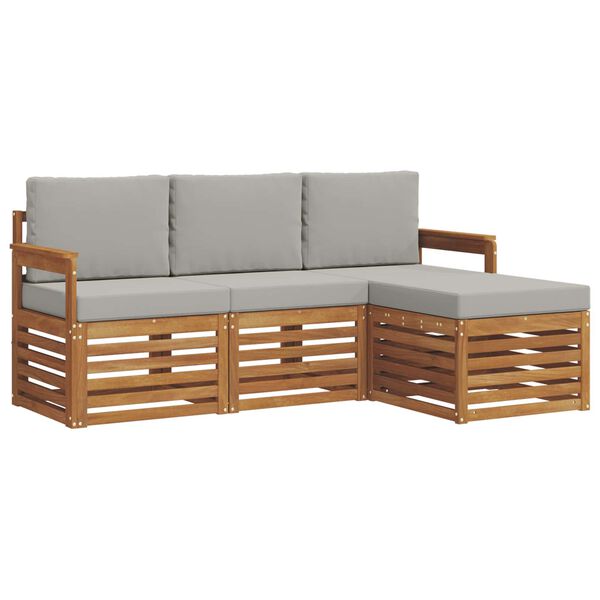 vidaXL Ensembles de canap&eacute;s avec coussin 4 pcs Gris Naturel et Clair