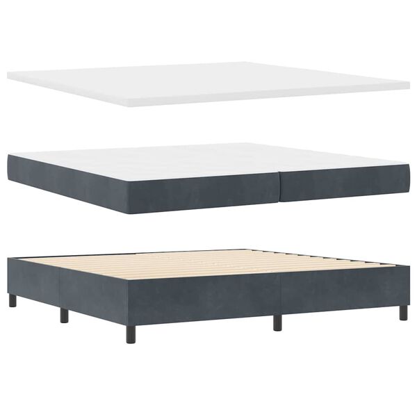 vidaXL Lit &agrave; ressorts avec matelas Gris fonc&eacute; 200 x 200 cm Velours