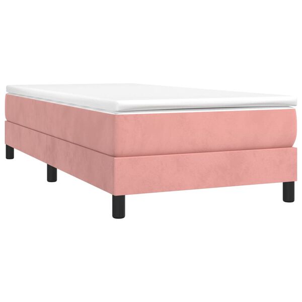 vidaXL Sommier &agrave; lattes de lit avec matelas Rose 90x190 cm Velours