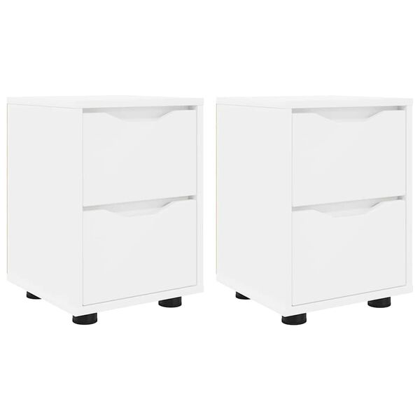 vidaXL Tables de chevet avec tiroir 2 pcs Blanc 30,5 x 30 x 43 cm
